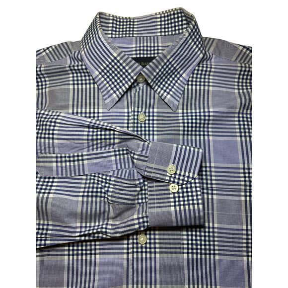 Scott Barber Plaid Check Cotton Button Down Dress Shirt Men’s Size Large - Picture 1 of 6